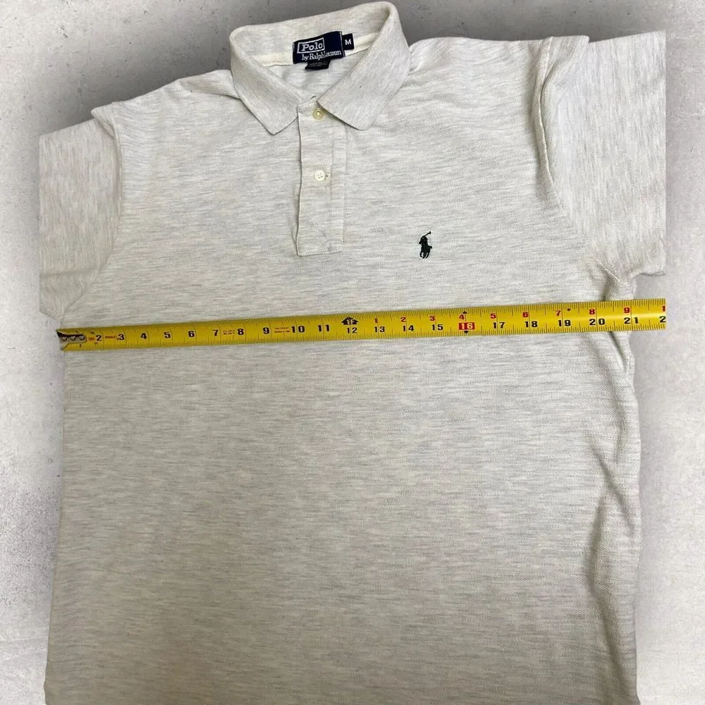 Vintage Polo Ralph Single Stitch Men's Polo Shirt Light Gray USA MADE Oversized‎